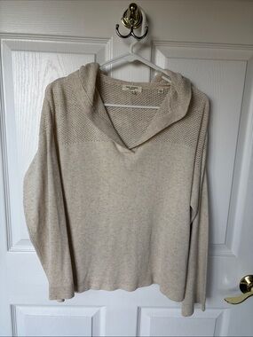 Max Studio Hooded Knit Pullover - oatmeal.